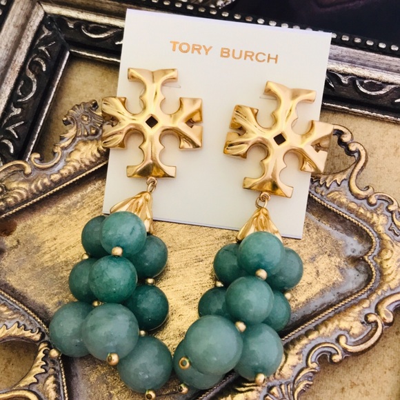 Tory Burch Jewelry - TORY BURCH • Roxanne Tassel Green Azure Runway Logo Earrings
